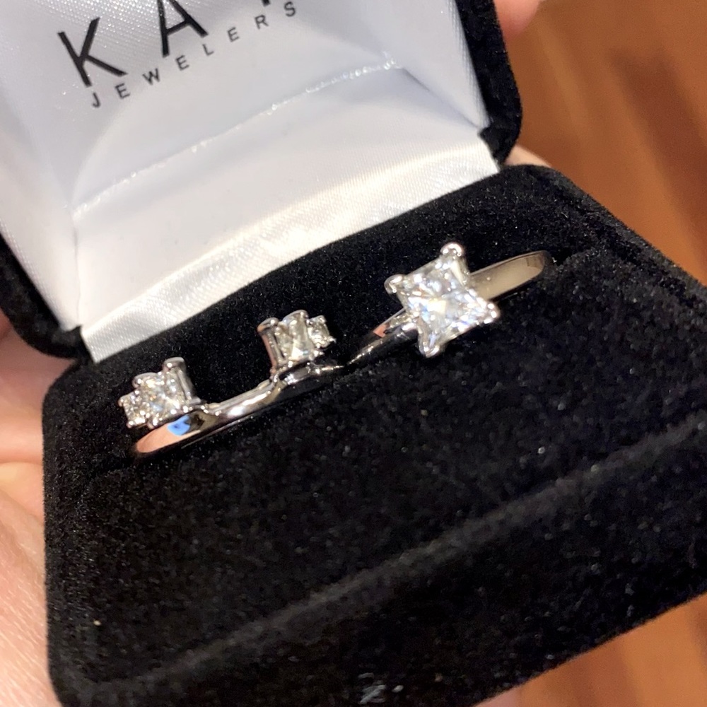 Leo Diamond Princess cut Solitaire and Band